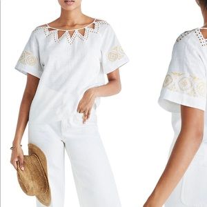 Madewell Eyelet Peekaboo Top XS